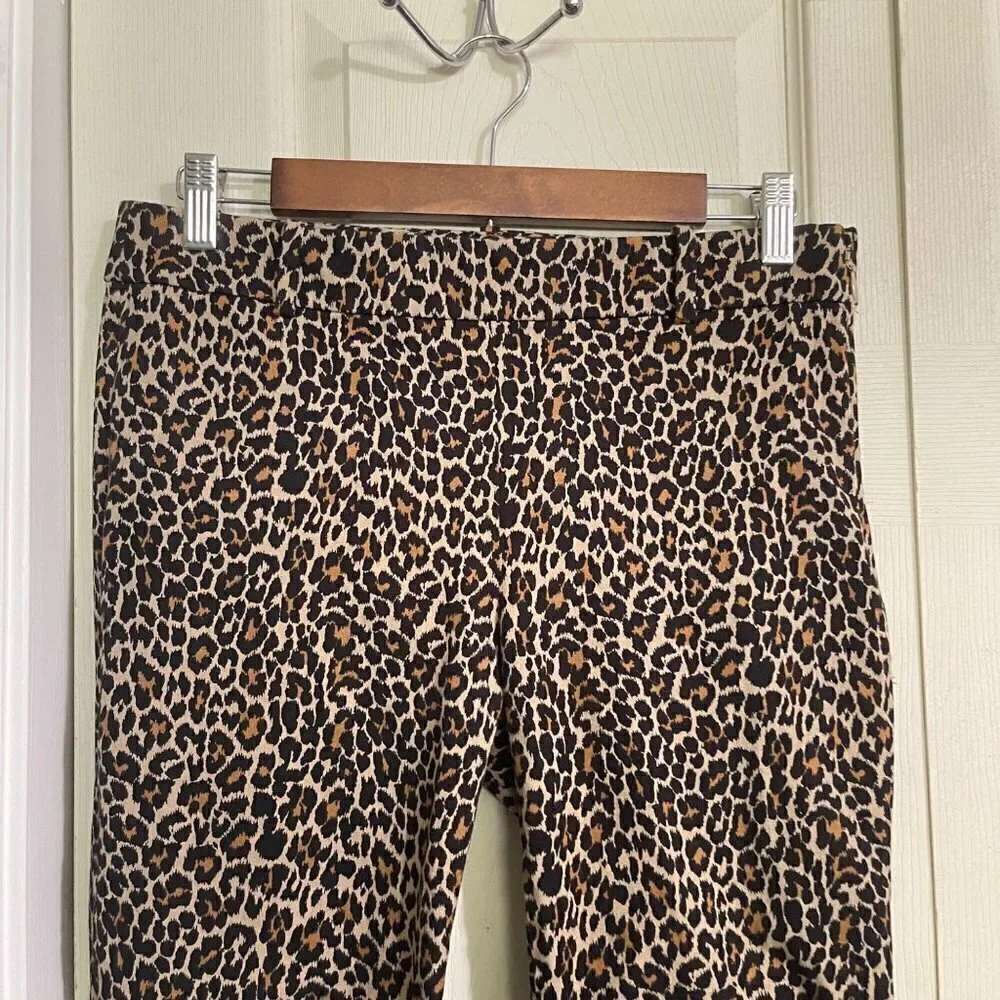 J. Crew Womens Black Tan Leopard Print Cropped Winnie Pant Trousers Size 6